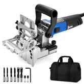 igooo DJ710 front view shows dual-spindle setup for precise dowel joints