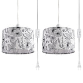 IHENGYANLT floral fabric shade pendant light pair enhances living room decor