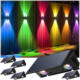 IIRARA fence lights 6-pack front view showing wall mounting and even illumination.