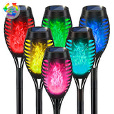 IkeeRuic Christmas torch lights illuminate patios with warm flickering flame for festive outdoor decor.