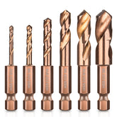 Matework M35 Cobalt Stubby Drill Bits Set – 6PC, 1/4 Inch Hex Shank, Sizes 3/32