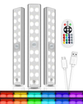 Long-Stars Wireless RGB Under Cabinet Lights – 3 Pack, 48 LEDs, 15 Color Temperatures, Remote Dimmable