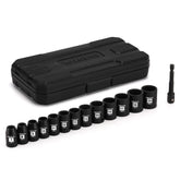 EMENTOL 14-Piece 3/8 in Drive Standard Impact Socket Set, Metric, 12-Point, CR-V, 7mm-19mm