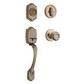 Kwikset Belleview Front Door Lock Set with SmartKey Security – Antique Brass