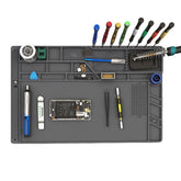 FLYQUEE Large Silicone Soldering Mat 21.6 x 13.8 in — Heat Resistant 932°F, Anti-Static Magnetic Workbench Pad