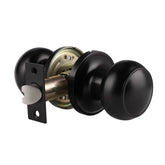 Probrico flat black passage knob front view on door interior spaces