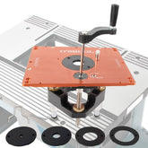 O'SKOOL 3-1/2 Router Lift RTS017 for BOSCH RA1181/RA1171 – 11-1/2 x 9-1/8 Plate, 5-Piece Insert Ring Kit