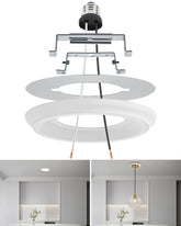 Luvkczc Recessed Can Light Conversion Kit for 5" and 6" Ceiling Fixtures - Pendant/Hanging Light Upgrade, Includes E26 Socket, Mounting Bracket, Round Ceiling Plate(White)