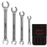 SEDY 8-Piece Flare Nut Wrench Set with Offset Heads | SAE Brake Line Wrenches 1/4–11/16 in, Portable Organizer Pouch Included