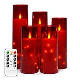 Kakoya Flameless LED Candles with Timer – 5-Piece Red Set