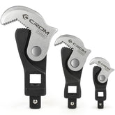 CROM Adjustable Crowfoot Wrench Set – Spring Loaded, 3-Piece (1/4, 3/8, 1/2)