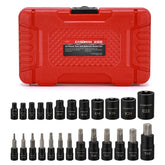 CASOMAN 25-Piece Torx Bit Socket Set with External Sockets and E-Torx (T8-T60, E4-E22)