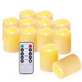 IMAGE flameless tea light candles with remote on a table, offering safe ambiance without flame