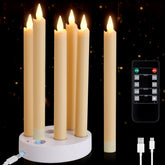 IMAGE rechargeable flameless taper candles with charging station for long-lasting, safe home ambiance.