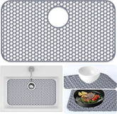 Inchoco Sink Protectors Mat with rear drain keeps counters dry and organized.