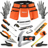 INCLY 18PCS Kids Tool Set belt with pockets for organized storage on DIY projects.