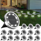 INCX solar ground lights 16-pack wide view lighting garden paths safely at night.