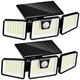INCX solar lights with three heads illuminate the front view for safer entry