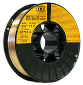 INEFIL ER70S-6 spool close-up shows copper-coated wire for smooth feedability