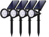 InnoGear solar spotlight brightens a flag for nighttime visibility.