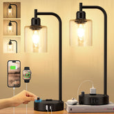 Innqoo bedside lamps dimmable glass shade for cozy reading