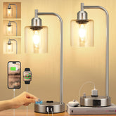 Innqoo industrial table lamps with glass shades brighten bedrooms with vintage-modern style.