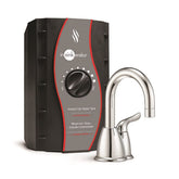 InSinkErator HOT150 chrome faucet dispensing near-boiling water for coffee and tea