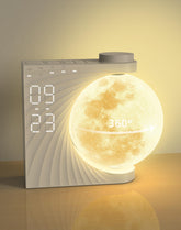 INSSISAIN sunrise alarm clock with 360-degree moon lamp spins gently for a natural dawn.