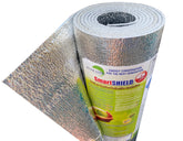 Insulation Marketplace SmartSHIELD closeup of foil roll showing radiant reflectivity for energy efficiency.