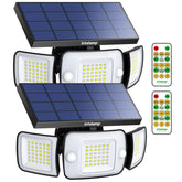 Intelamp solar flood light exterior with 3 adjustable heads for wide coverage