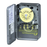 Intermatic WH40 timer front view highlighting compact steel housing and dial controls