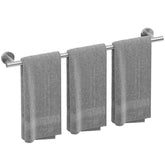 IOQ brushed nickel towel bar front view; sturdy 32-inch total length for two towels.