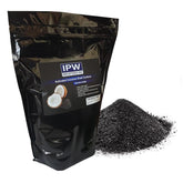 IPW Industries coconut-shell activated carbon bottle pour demonstrates filtration performance