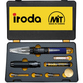 IRODA SolderPro 110 iron ready for precise electronics soldering on tight boards.