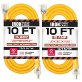 IRON FORGE CABLE 10ft outdoor extension with yellow jacket enhances outdoor visibility.