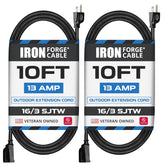 IRON FORGE CABLE 2-pack 10ft extension cord for outdoor use