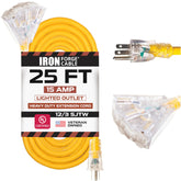 Iron Forge Cable 25ft lighted outdoor extension cord for safe outdoor power access.
