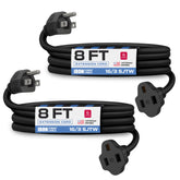 Iron Forge Cable 2Pack 8ft outdoor extension cord, ideal for yard lighting and power needs.