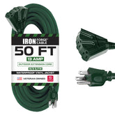 Iron Forge Cable 50ft green outdoor extension cord for versatile garden power use.