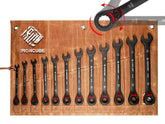 Ironcube reversible ratcheting wrench set in full view for automotive tasks.