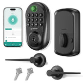 IRONZON keyless entry lock on front door with retro handle for secure entry.