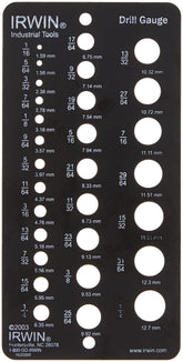 IRWIN 12092 drill bit gauge with 29 holes for precise sizing
