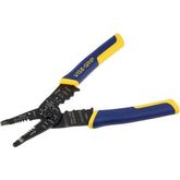 IRWIN VISE-GRIP wire stripper 8in with cutting edge enables precise 10-22 AWG stripping.