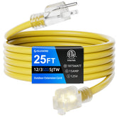 Islewire 12-gauge outdoor extension cord, yellow, for long reach and high visibility.