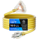 Islewire 15ft 10ga extension cord with three outlets for outdoor power on job sites.