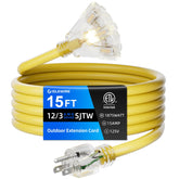 Islewire 15 ft outdoor extension cord with three outlets powers tools outside with ease.
