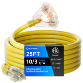 Islewire 25ft 10GA outdoor extension cord with three outlets for high-demand tools.