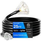 Islewire 25 ft outdoor extension cord with three outlets for tools and lights