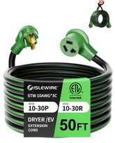 Islewire 30amp dryer extension 50ft enables flexible power reach outdoors.