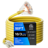 Islewire 50ft 10ga outdoor extension cord with three outlets for heavy-duty use